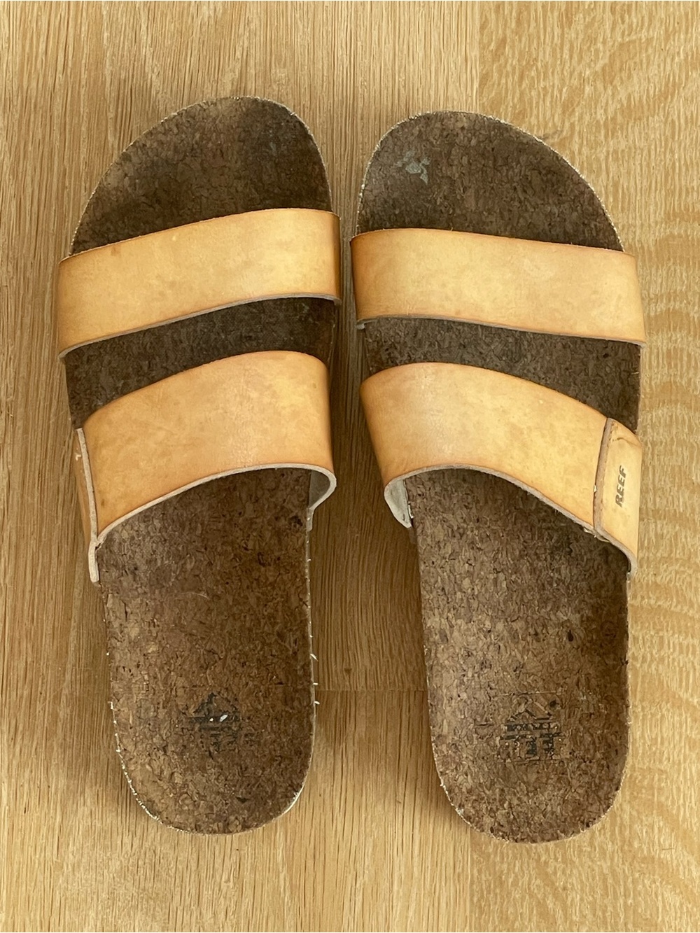 Reef Two-Strap Slide Sandals in Light Tan